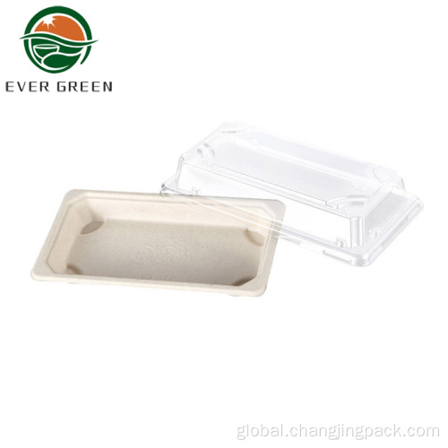 Bagasse Pulp Sushi Container Disposable 100% natural wheat straw fiber degradable tray Factory